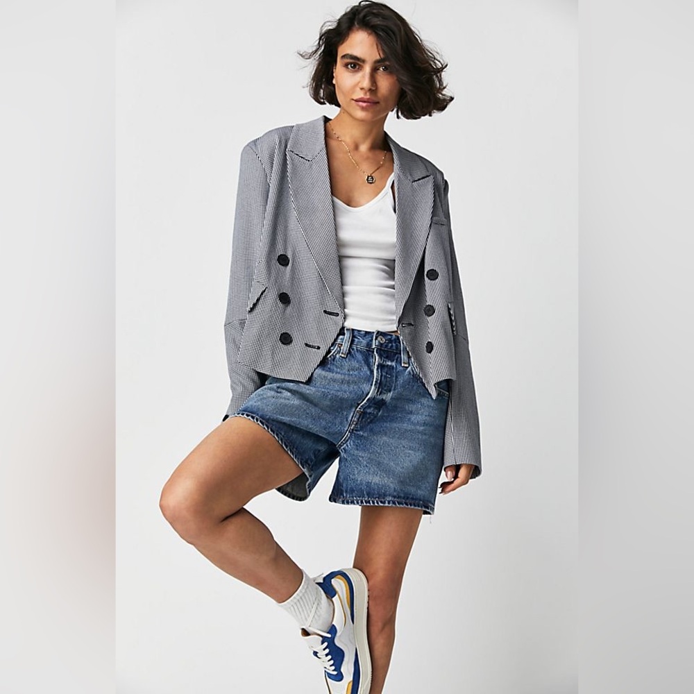Agolde Blue Denim High-Rise Shorts